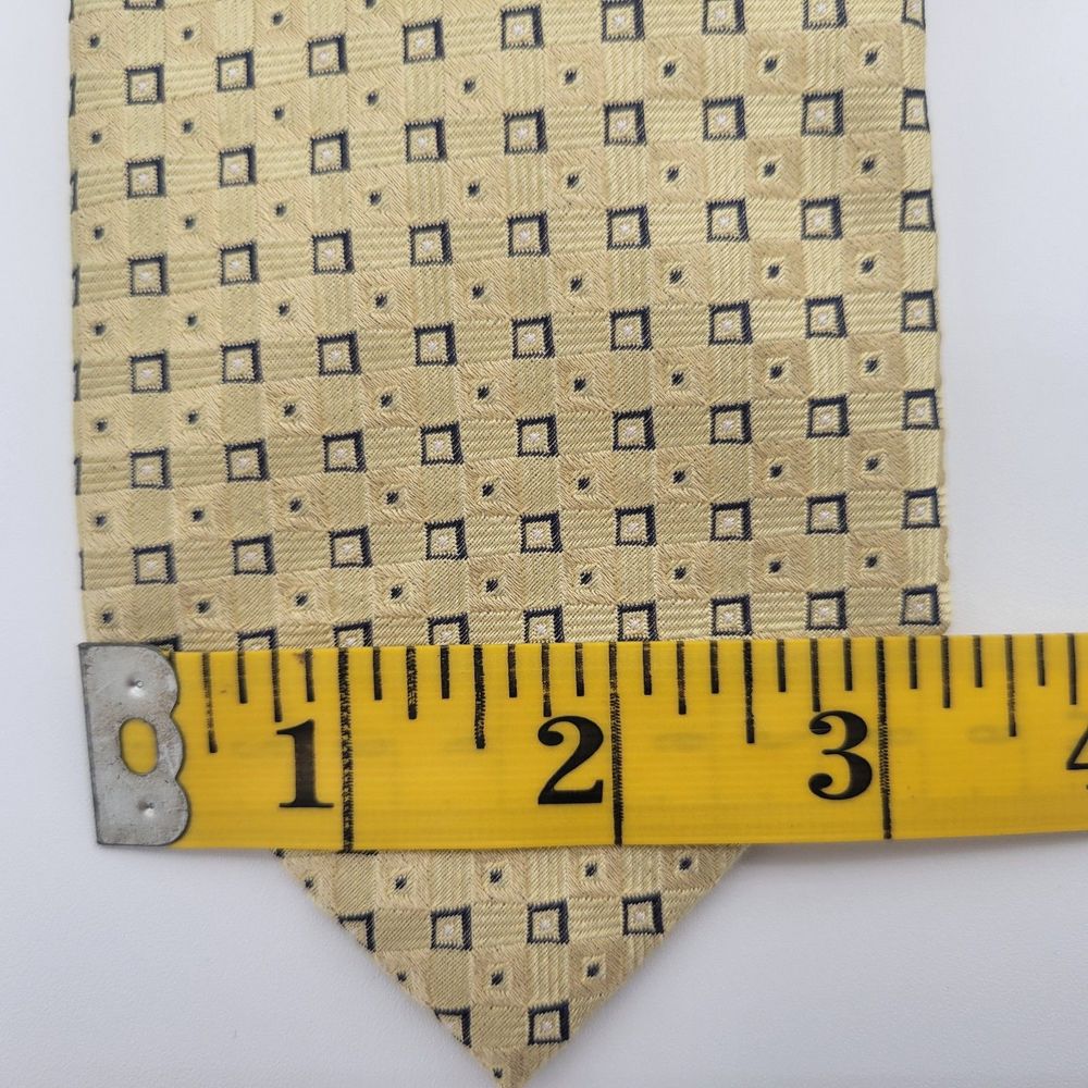 NWOT Federico Bertarelli Men's Yellow Check Silk Tie OS - Picture 3 of 7